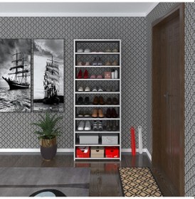 Resim Kenzlife Ayakkabılık Goya Gri 180 70 30 Arkalıksız Ayakkabı Ofis Dolabı İki Bölme 