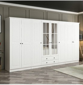 Resim Kale 8 Mebran Kapaklı 2ç Taçlı Dolap - Beyaz 190cm 