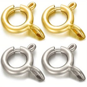 Resim 10 adet Paslanmaz Çelik Bahar Klipleri Takı Klipleri Açık Halka Tasarımı ile - Dayanıklı Metal Tokalar DIY Bileklikler, Kolyeler, El Sanatları ve Dikiş Malzemeleri için - Sanatsal ve Fonksiyonel Ürünler, El Sanatları Donanımı, Şık Metalik Bitiş, Cilalı Bitiş için Çok Yönlü Aksesuar 