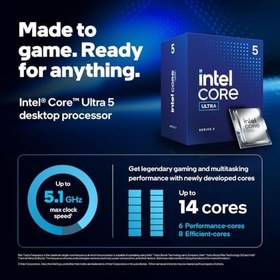 Resim Intel Core Ultra 5, 225F.10 Core 6P-Cores + 4.9 GHz, 5 225F masaüstü işlemci sistemleri için 