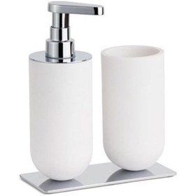 Resim 2'li Set Diş Fırçalığı/sıvı Sabunluk Beyaz/krom Renk 206x89x170 Mm 