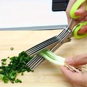 Resim 5 Katmanlı Paslanmaz Çelik Mutfak Makası, Çok Amaçlı Soğan & Ot Parçalayıcı, Dayanıklı, Koruyucu Kapağı & Dahili Temizleyici ile Güvenli, BBQ & İç Mekan Kullanımı, Dış Mekan Pişirme Ekipmanı 