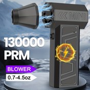 Resim Turbo Jet Fan Elektrikli Hava Sökücü - 130K RPM Ayarlanabilir 4 Hızlı Kablosuz Üfleyici Araba Kar/Toz Temizliği için | Taşınabilir Type-C Hızlı Şarj Aracı 