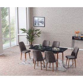 Resim ADAHOME Mimoza Açılır 6 Kişilik Mutfak Masası Takımı Yemek Masası Takımı 
