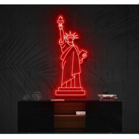 Resim Özgürlük Heykeli Neon Tabela Kırmızı 