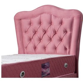 Resim Setaymobilya Baza, Camelli Pembe Tek Kişilik Baza + Başlık + Ortopedik Yatak 