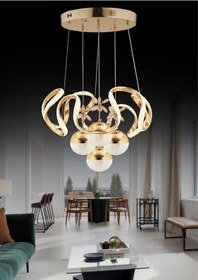 Resim Kumandalı 3 Renk Işık Özellikli 4 Toplu Modern Gold Kaplama Sarkıt Led Avize Salon Avize Gold 