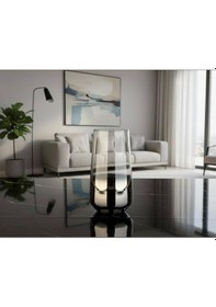 Resim Rova Tr Büyük Serisi Titanyum Kaplama Lüks Cam Bardak Seti - 6 Adet Su Bardağı Gümüş 