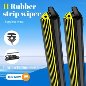 Resim Premium 11 Katmanlı Kauçuk Silecek - Yüksek Çözünürlüklü Sessiz Çalışma - Tam Boyut Aralığı - Merkez Bölünmüş Deflektör Plakası - U/J Adaptöre Uygun - Yeni Geliştirilmiş Tüm Mevsim Araç Camı Sileceği - Arabalar İçin İdeal Temel Malzeme 