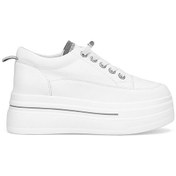 Resim Guja 25k313 Kadın Hakiki Deri Klasik Sneaker Beyaz - Gri Beyaz - Gri 