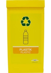 Resim Geri Dönüşüm Kutusu - Sıfır Atık Kutusu Sarı plastik 
