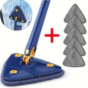 Resim 6 Adet Üçgen Islak ve Kuru Süpürge Seti 5 Mikrofiber Ped ile, 360° Dönebilen Paslanmaz Çelik Sap, Banyo, Mutfak, Oturma Odası için Çok Fonksiyonlu - Banyo Küveti, Fayans, Duvar ve Cam Temizliği için İdeal 