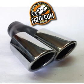 Resim Egzozcum 60 Mm. Krom Eşit Yuvarlak (Dual) Önü Kesik Paslanmaz Sessiz Egzoz Eksoz Ucu 