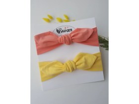 Resim Swan Butik Kız Çocuk Bebek Bandana Toka Seti 2'li Şeftali, Sarı 
