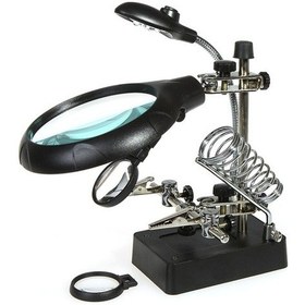 Resim electroon 16129C Masa Üstü Ledli Mini Büyüteç Havya Stand PCB Tutucu 