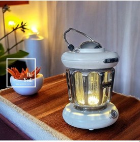 Resim Barthez Retro Kamp Feneri Tasarımlı Şarjlı Gece Lambası Taşınabilir Masa Lambası Beyaz Çok Renkli 
