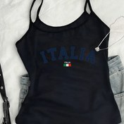 Resim Kadınlar İçin İtalyan Bayrağı Baskılı Omuz Açık Kolsuz Üst - Esnek Polyester Yazlık Tank Top, Makinede Yıkanabilir Seyahat Giysisi, Günlük Konforlu Moda, Şeffaf Olmayan Malzeme 