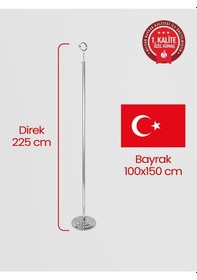 Resim Türk Makam Bayrağı - Saçaklı Krom Set 100 x 150 CM 