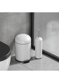 Resim Aqua Bagno Smile Klozet Fırçası + Çöp Kovası 5 Lt -2 Parça Set, Beyaz 