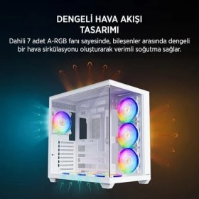 Resim Peri Store Donkey Stark S801 7xargb Temperli Cam 650W 80+ Bronze Atx Gaming (Oyuncu) Kasa (Beyaz) 