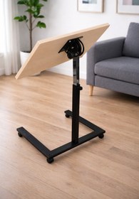 Resim hodbehod Tekerli Eğim Ve Yükseklik Ayarlı Laptop Masası Bilgisayar Sehpası Çok Amaçlı Sehpa Ekru 