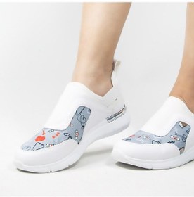 Resim Gri Nurse Life, Aynalı Streç Ortopedik Spor Ayakkabı Beyaz 