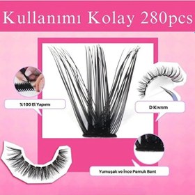 Resim Takma Kirpik Seti 280 Parça 40d 50d D Kavis Kirpik Kümesi Yapıştırıcı Dahil 