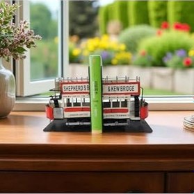 Resim Retro Metal Tramvay Kitap Tutucu – Dekoratif Kitap Stop 30x13x19 Cm – Ev & Ofis Aksesuarı 