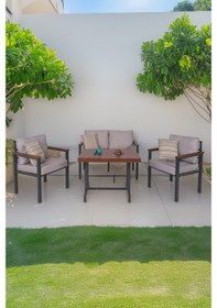 Resim Neokas Bahce Mobilyası, Modern Balkon Mobilyası, Kafe Oturma Takımı, Teras Koltugu, 1+1+2+m Antrasit 