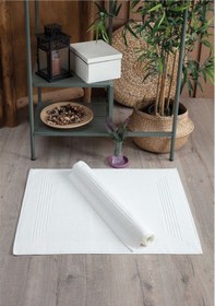 Resim 2'li Ayak Havlusu Seti-çerçeveli & %100 Pamuk Havlu Takımı Ekru 