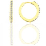 Resim Söğütlü Silver Gümüş Altın Yaldızlı Zirkon Taşlı 12 Mm Halka Küpe Sgtl11299gold 