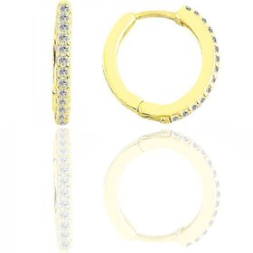 Resim Söğütlü Silver Gümüş Altın Yaldızlı Zirkon Taşlı 12 Mm Halka Küpe Sgtl11299gold 