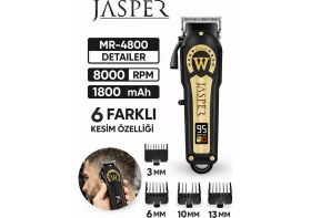 Resim Jasper JPR-4800 Siyah Profesyonel Tıraş Makinesi 6 Farklı Kesim Özelliği Saç-Sakal Kesim 