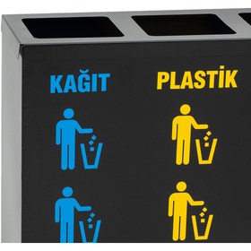 Resim abencelik 4 Lü Metal Sıfır Atık Kutusu Geri Dönüşüm Çöp Kovası Kutusu 