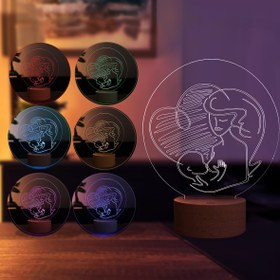 Resim BY-LAMP Anneler Günü Hediyesi. Anne-çocuk Ve Kalp Figürlü Led Masa Lambası - Ahşap Taban 