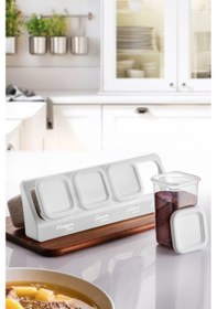 Resim Kitchen Life 12'li Etiketli Standlı Kendinden Yapışkanlı Kare Baharatlık Takımı - Erzak Saklama Kabı Seti Beyaz 