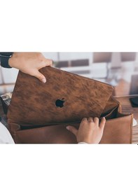 Resim Apple Uyumlu MacBook Pro Kılıf 13inç M1-m2, Leat01 Type-c'li Model A2338 A2289 A2251 A1706-08 A1989 A2159 İle Kahverengi 