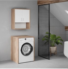 Resim Denko Marmara 65 Cm Mdf Çamaşır Makinesi Banyo Dolabı Takımı Çok Renkli 