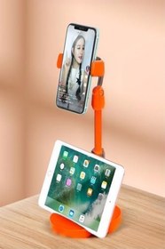 Resim BUFFER® Masa Üstü Tablet ve Telefon Tutucu Plastik Aparat Turuncu Telefon Standı 