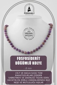 Resim OSMANLI DOĞAL TAŞ Fosfosiderit 8 Mm Düğümlü Doğal Taş Kolye 