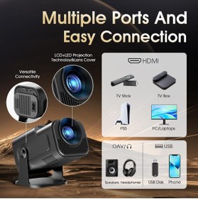 Resim Teknotopia Mini Projektör, 4K FHD 1920x1080P 180° Taşınabilir Projektör, 2.4/5G WiFi ve BT 5.0, Android ve iOS 