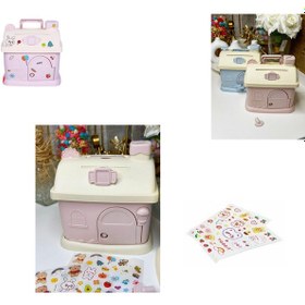 Resim Taija Kilitli Orta Boy Ev Kumbara Bozuk Para Ve Kağıt Para İçin Çift Girişli Oyuncak Lila Ev Kumbara 13,9 Cm X 9,8 Cm X 14 Cm 