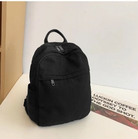 Resim Elmpaly Siyah Kadın Günlük Sırt Çantası Gençler İçin Basit Kore Tarzı Kumaş Omuz Çantası - Siyah 