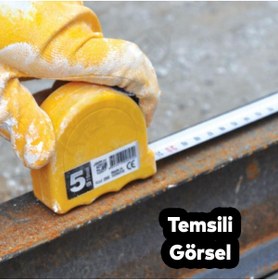 Resim Badem10 Bükülebilir Metre 5 metre Şerit Metal En 25 mm Düğmeli Ölçüm Ölçme Plastik Kasalı 