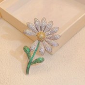 Resim Şık Papatya Kristal Broş - Vintage Tarzı, Taşlı Süslemeli, Kadınlar ve Erkekler İçin Güneş Çiçeği Tasarımı, Ceketler veya Çantalar İçin Mükemmel 