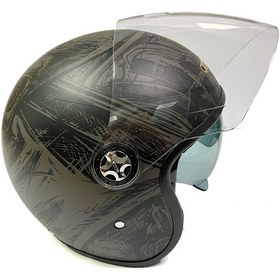 Resim Citycoco Grafiti Desenli Çift Vizörlü Motosiklet Yarım Açık Kask 