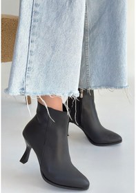 Resim Mişha Siyah Cilt Topuklu Bot Çok Renkli 