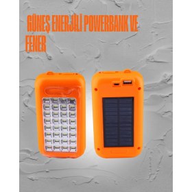 Resim Güneş Enerjili LED Powerbank Işıldak – 10000 Mah, Su Geçirmez, 32 Led, Taşınabilir Tasarım 