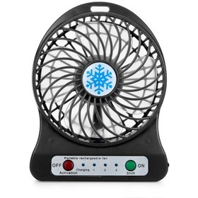 Resim Yp Arkasında Pil Olan Taşınabilir Elektrikli Vantilatör Siyah 