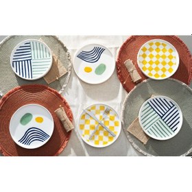 Resim Kevin Seramik Modern Hand Made 6 Parça Lüxs Pasta Sunum Tabağı 